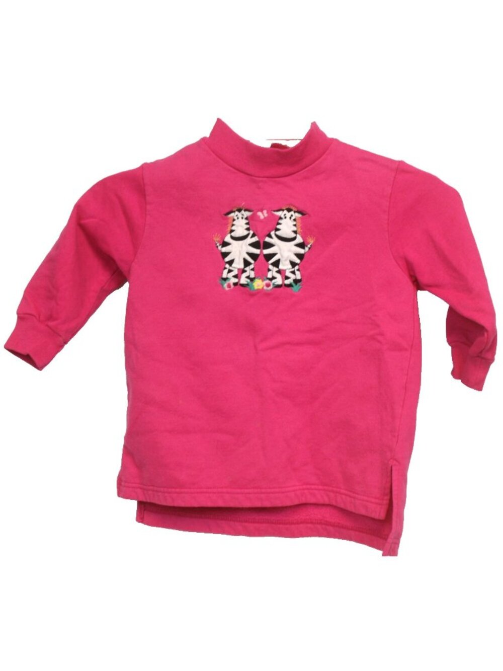Fast Friends Pink Sweatshirt Fat Zebra Girls XS Long Mock Neck Zoo Jungle